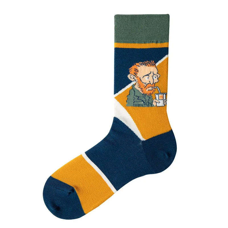 Van Gogh serijos kojinės žinomų tapybos Europos ir Amerikos stiliaus animaciją vyrų ir moterų vamzdis animacinių filmų medvilnės kojinės