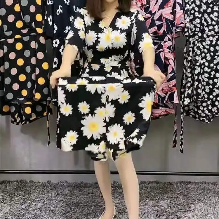 Naujas Mados Gėlių Spausdinti Vasaros Suknelė 2021 Seksualus V-Kaklo Šifono Mini Suknelė+Šortai Moteriška 2 Gabalas Moterų Kostiumas Pasakų Suknelės Laisvas