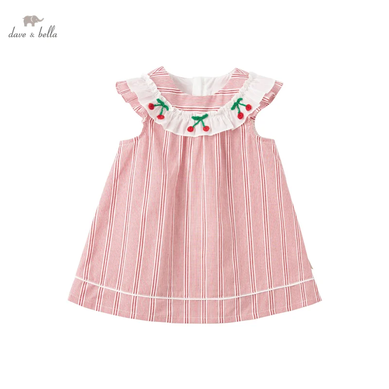 DB16852 dave bella vasaros baby girl ' s cute cartoon dryžuota suknelė vaikų mados šalis suknelė vaikams kūdikiams lolita drabužiai