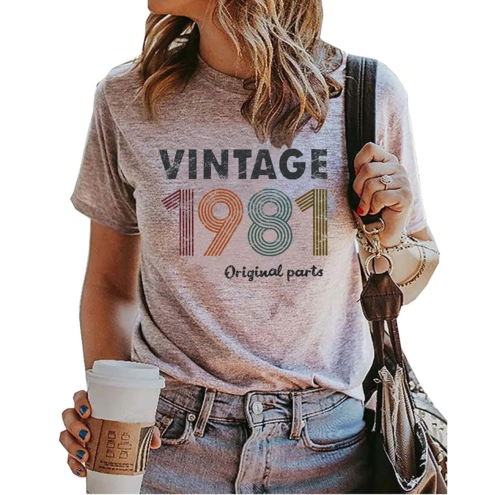 Mados Vasaros Moterų Drabužių 2021 Dovana Marškinėliai moteriški marškinėliai Derliaus 1981 Originalios Dalys Tee Mielas Tee
