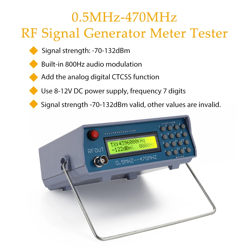0.5 MHz-470MHz RF Signalo Generatoriaus Metrų Testeriai FM Radijo Walkie-talkie Derinimo Skaitmeninės tai yra ctcss Singal Išėjimo Dažnio Generatorius