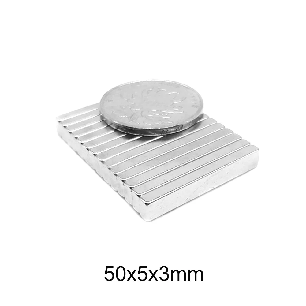 5~50PCS 50x5x3 mm neodimio magnetas aikštėje 50mm X 5mm N35 Blokuoti Stiprus Neodimio Magnetas 50x5x3mm Nuolatinis Magnetas lapas 50*5*3 mm