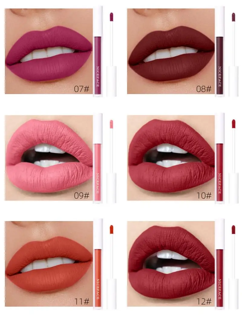 12 Spalvų Lipgloss Vandeniui Matinis Skysti Lūpų dažai Pigment Red Pink Ilgalaikį Lūpų Blizgesys Moterų Makiažas Kosmetikos TXTB1