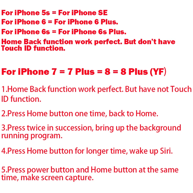 AAA iPhone 5 6 6S 7 8 Plius 5S SE 6S Plius Grįžti Namo Mygtuką Su 