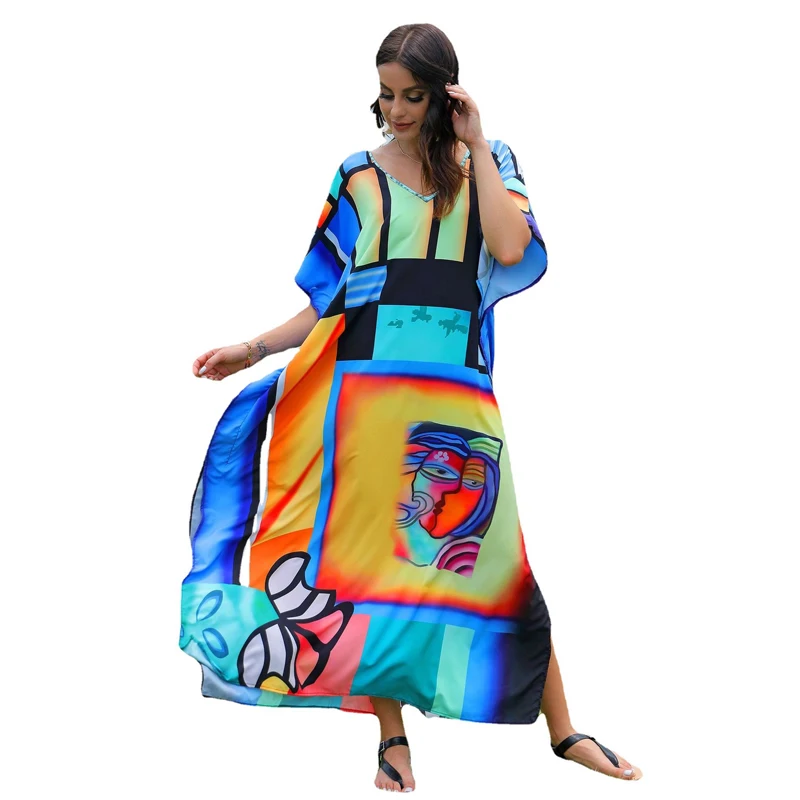 Boho Suknelė, Paplūdimio Cover up Moterų Summer Maxi Dress Skraiste Plage Paplūdimio Ilga Suknelė Tunika Paplūdimio Katan Pareos Playa de Mujer