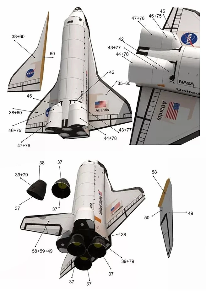 Space Shuttle Atlantis Įspūdį Rankų darbo Popieriaus Modelio Raketų 1:150 Masto Aukštos 34cm 