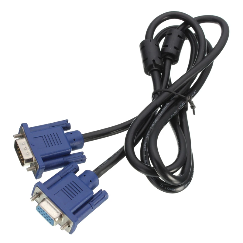 1.5 m VGA, SVGA plug to socket Extension Cable connection cable PC TV monitor Black+Blue