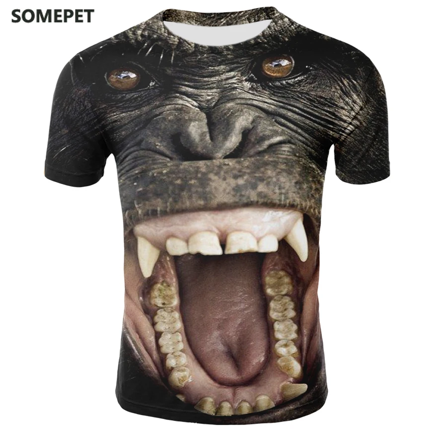 Vyrai Gyvūnų marškinėliai Pieno Šilko Orangutan 3D Spausdinimo Marškinėlius Vyrų Juokinga Trumpas Rankovės O-kaklo Tees Viršūnes Beždžionė 3D Spausdinimo Vasaros Drabužių