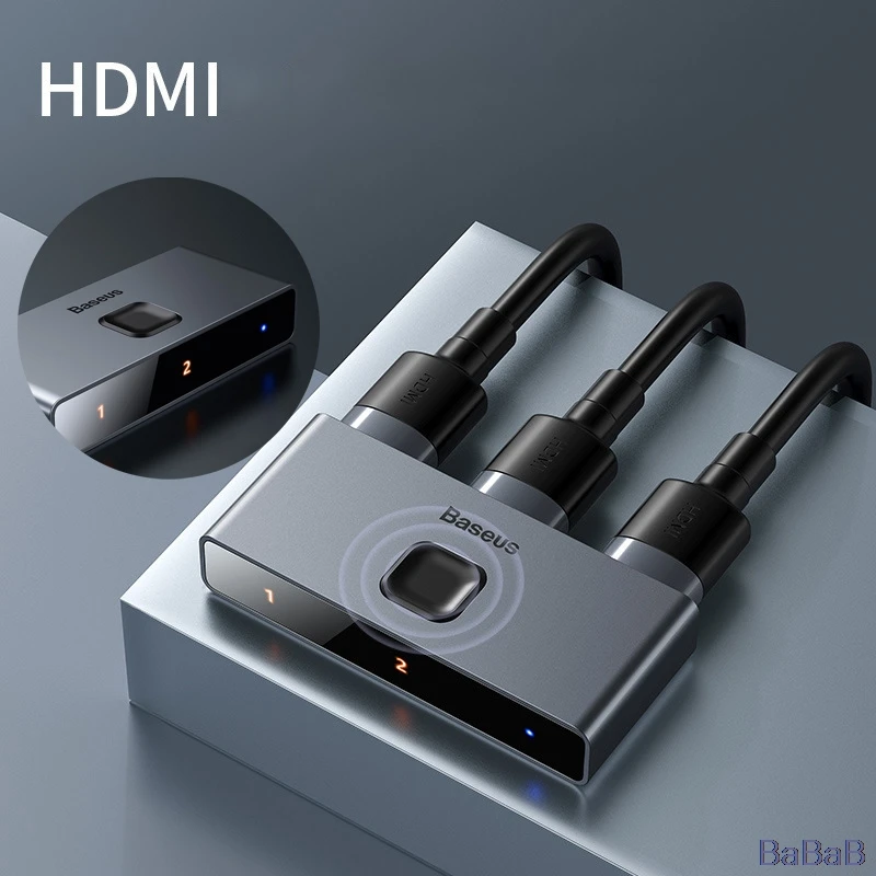 Baseus HD Jungiklis 4K HD HDMI Adapteris-Suderinama Jungiklis 2x1 už PS4/3 TV Box Jungiklis HD Bi-Krypties Jungiklį Žaidimas TV 4K HD Switcher