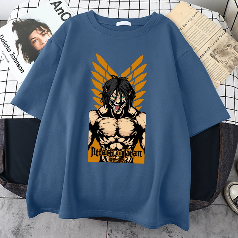 Išpuolis Titan Japonijos Anime Spausdinimo Vyrų T-Shirt Stilius O-Neck T Marškinėliai Mados Kvėpuojantis Tshirts Paprastumo S-Xxxl Mens Viršų