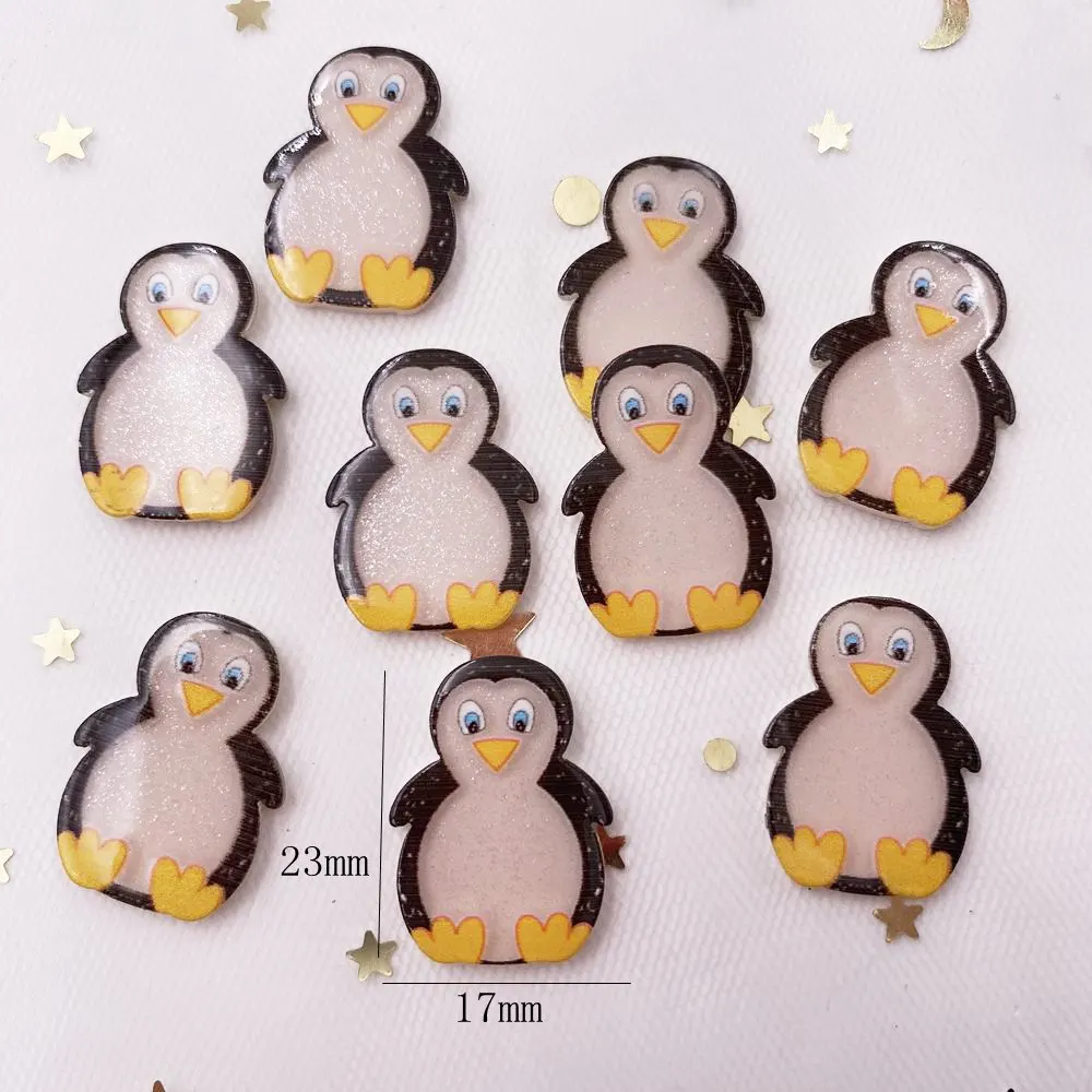 20PCS Blizgučiai Kawaii Spalvingas Mielas Kūdikis Pingvinas Flatback Akrilo Lakštai Miniatiūriniai Modelis Aplikacijos 