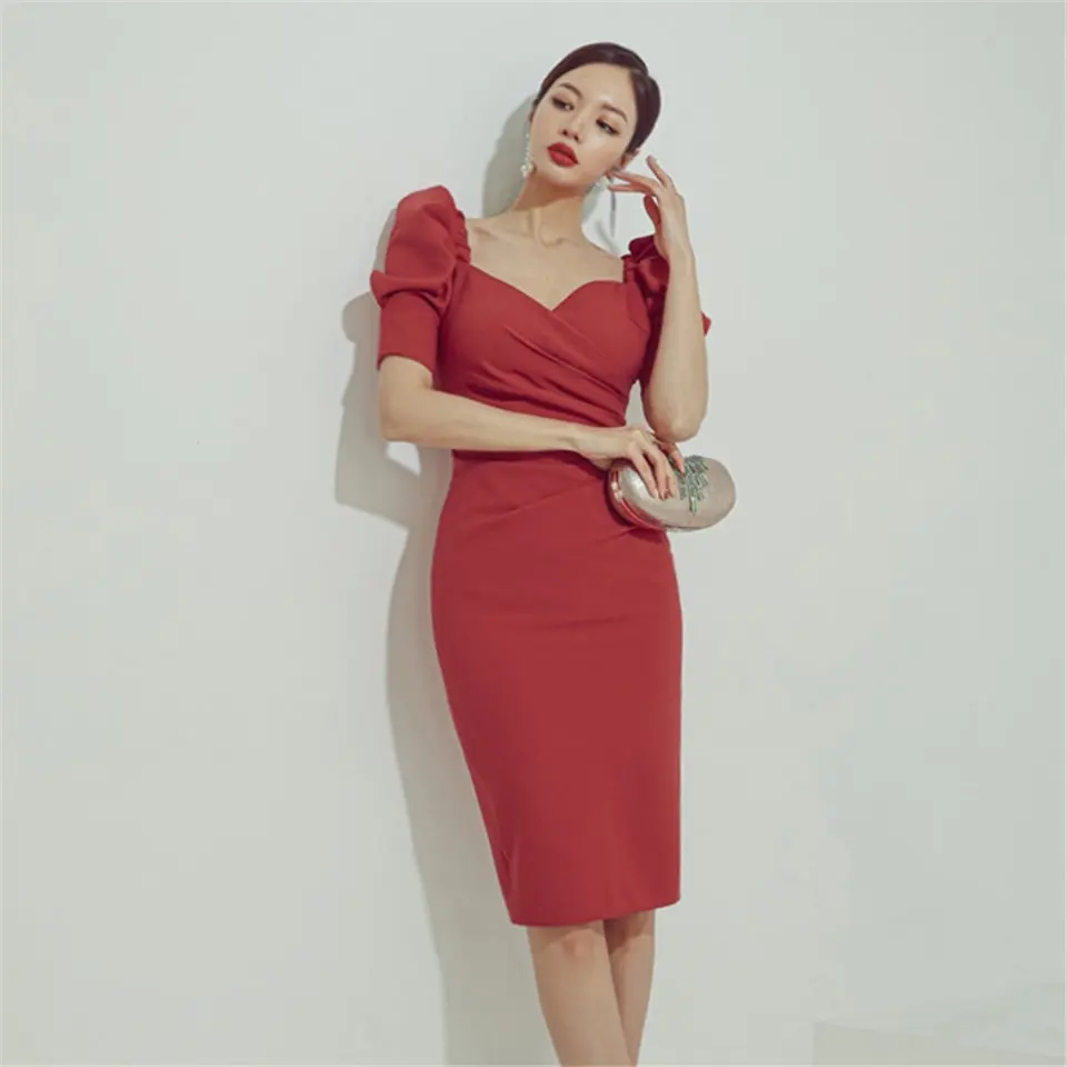 Vasaros Mados Korėjos Elegantiškas Kieto V-Kaklo Paketo Klubo Suknelė Moterims Aukšto Juosmens Slim Seksualus Šalies Pieštuku Suknelės Moterų Vestidos