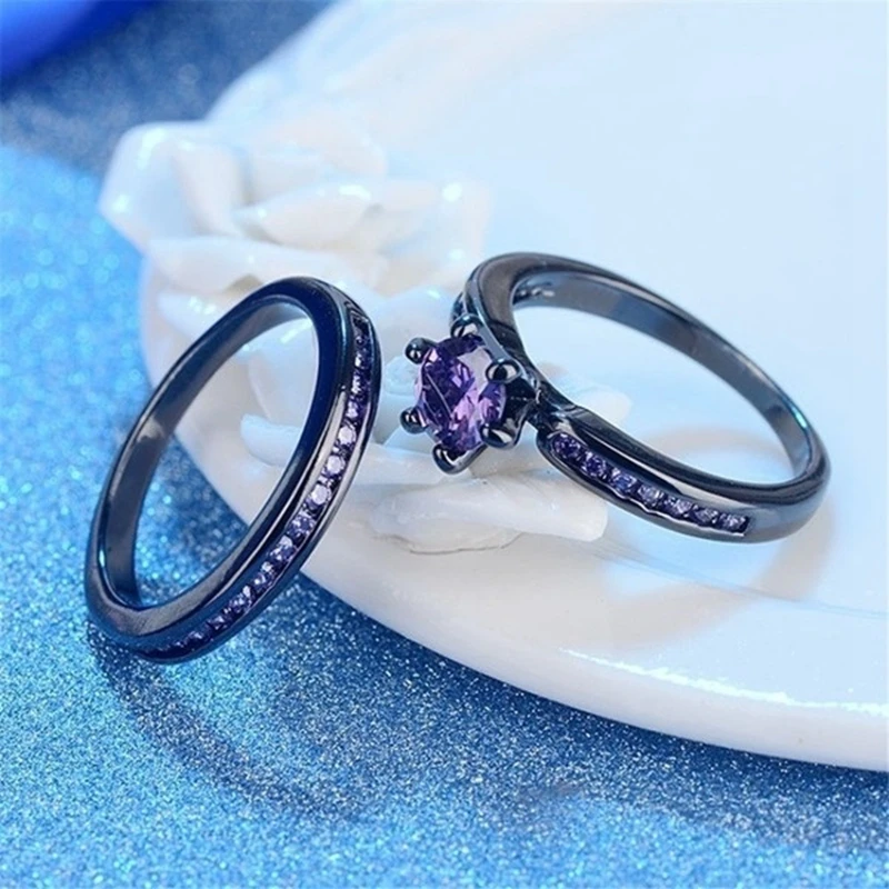 Nauji vyriški Titano Plieno Žiedai ir Moterų Violetinė Cirkonis Pora Žiedus Moterų Vestuvių, Sužadėtuvių Žiedai Meilužis Dovanos