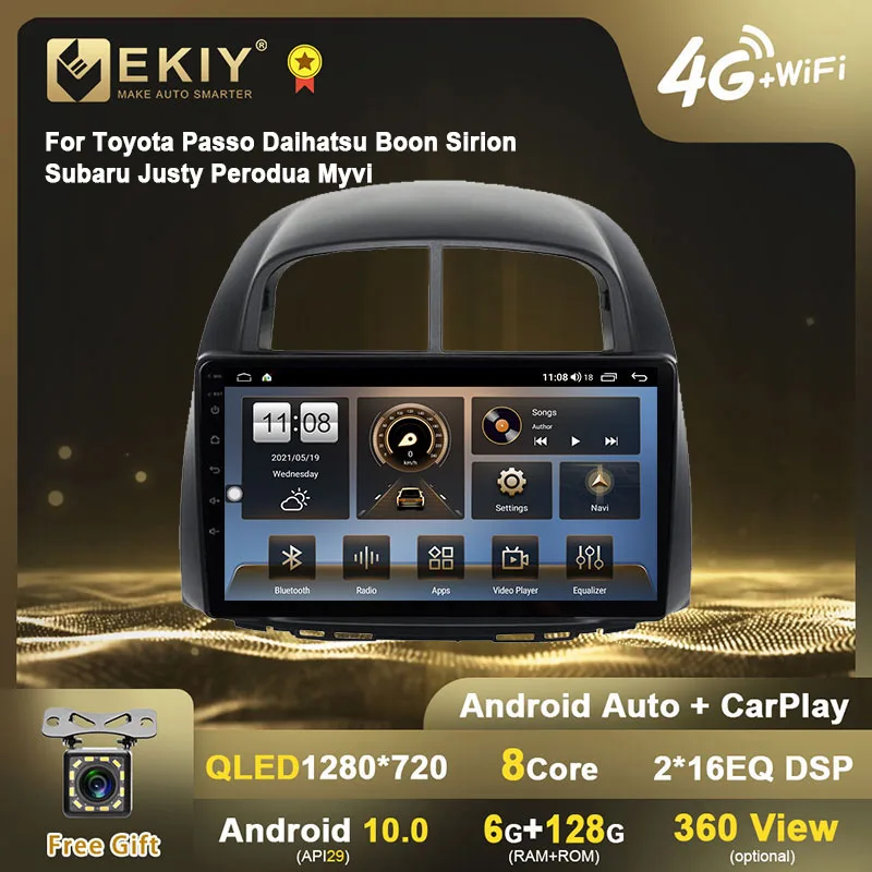 EKIY Toyota Passo Daihatsu Palaima Sirion Subaru Justy Perodua Myvi Android Automobilio Radijo QLED DSP daugialypės terpės Grotuvas, Stereo GPS DVD