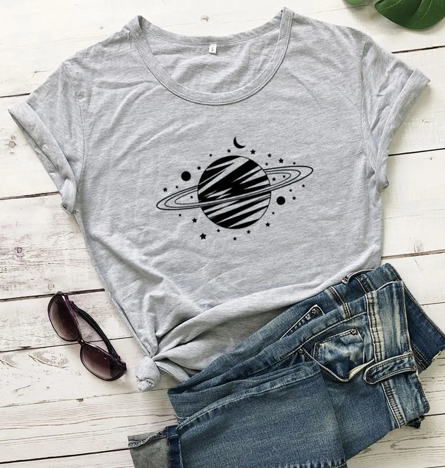 Vasaros Galaktikoje Planetų Spausdinti Marškinėliai Moterims Mados trumpomis Rankovėmis T-shirt Viršuje Astrologija Ragana Shirt Spausdinti tees grafinis M277