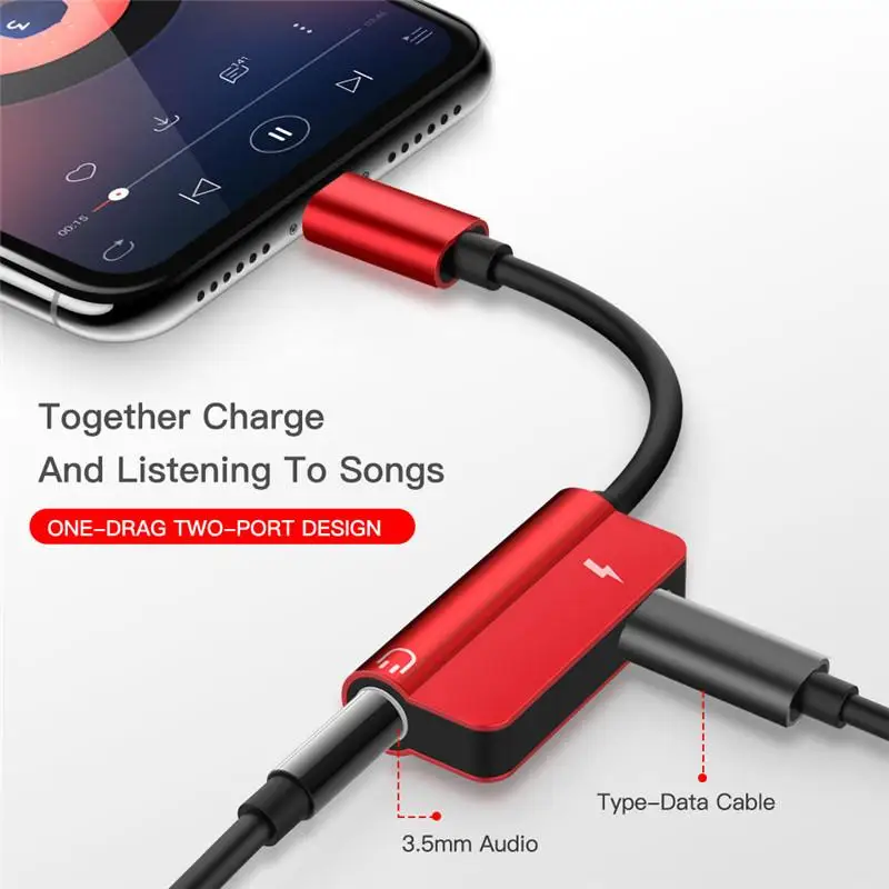 2 In 1 Modelis-C-3.5 mm Įkrovimo Kabelis USB Audio Converter for Iphone Ausinių Priedai Huawei Mate 10 P20 Pro Xiaomi Mi 6 8
