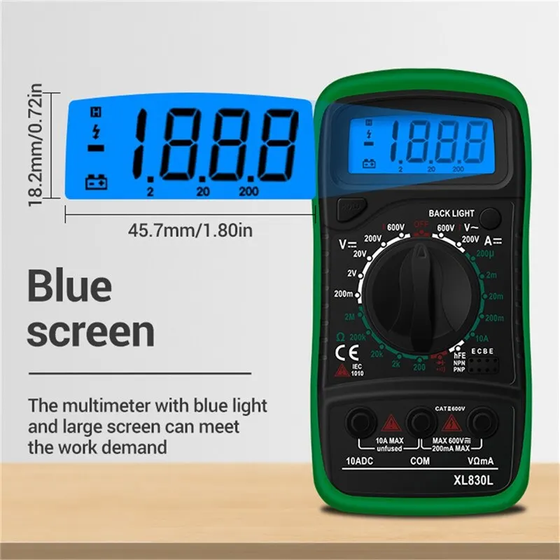 XL830L Kišeninis Skaitmeninis Multimetras LCD Apšvietimas Nešiojamų AC/DC Ammeter Voltmeter Ohm Įtampos Testeris, Matuoklis Multimetro
