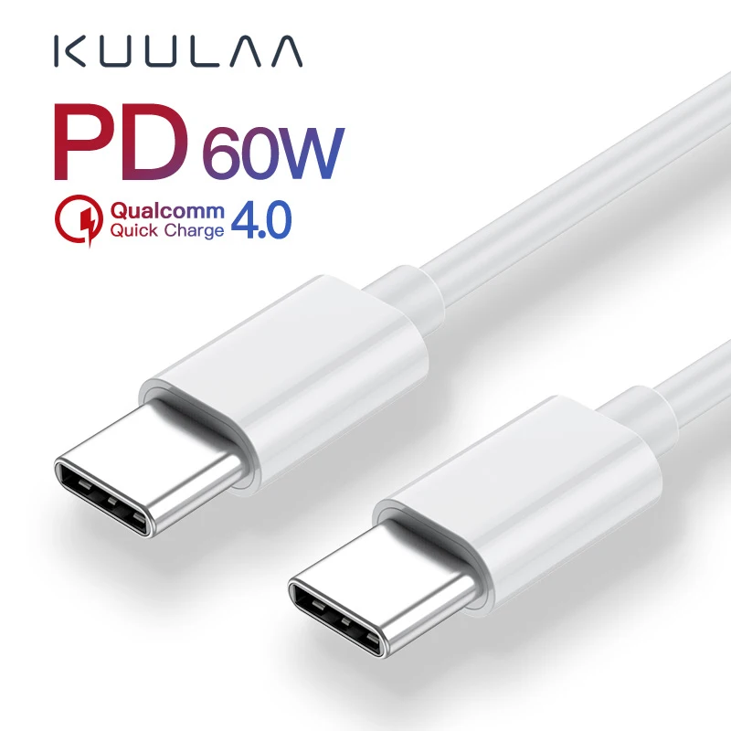 1PC KUULAA 60W PD QC 4.0 Greitai Įkrauti USB-C USB Kabelis Type C) USB C Tipo Kabelio 