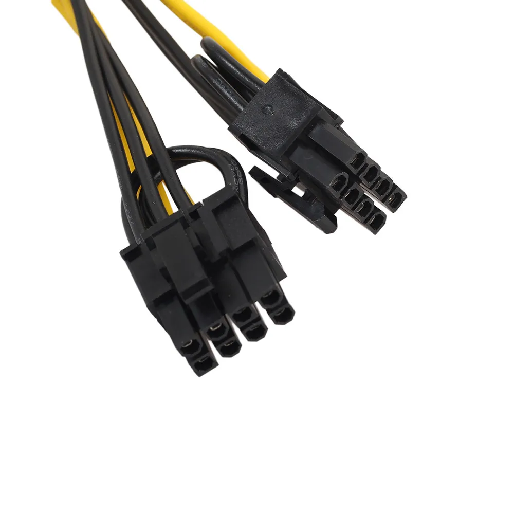 PCI-E 6-pin, 2x 6+2-pin (6-pin/8-pin) Maitinimo Splitter Cable PCIE PCI Express 6-pin PCI-Express Maitinimo Kabelis. 6+2-pin male