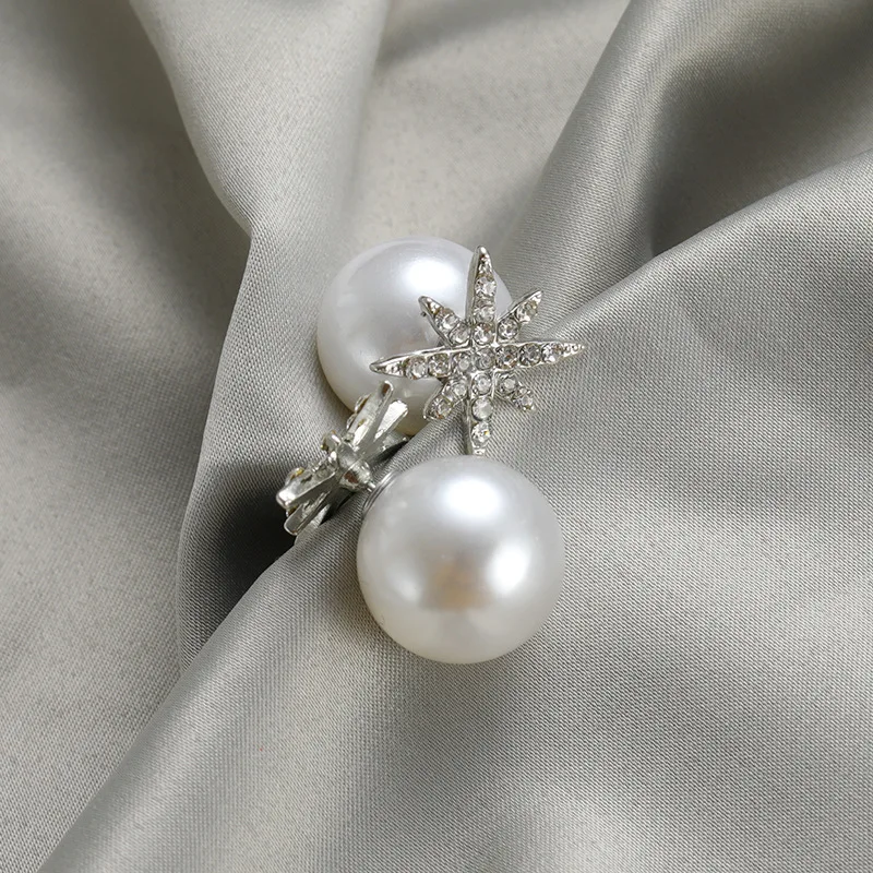 Pietų Korėja visą diamond star pearl prabanga snaigės dvipusis auskarai moteris