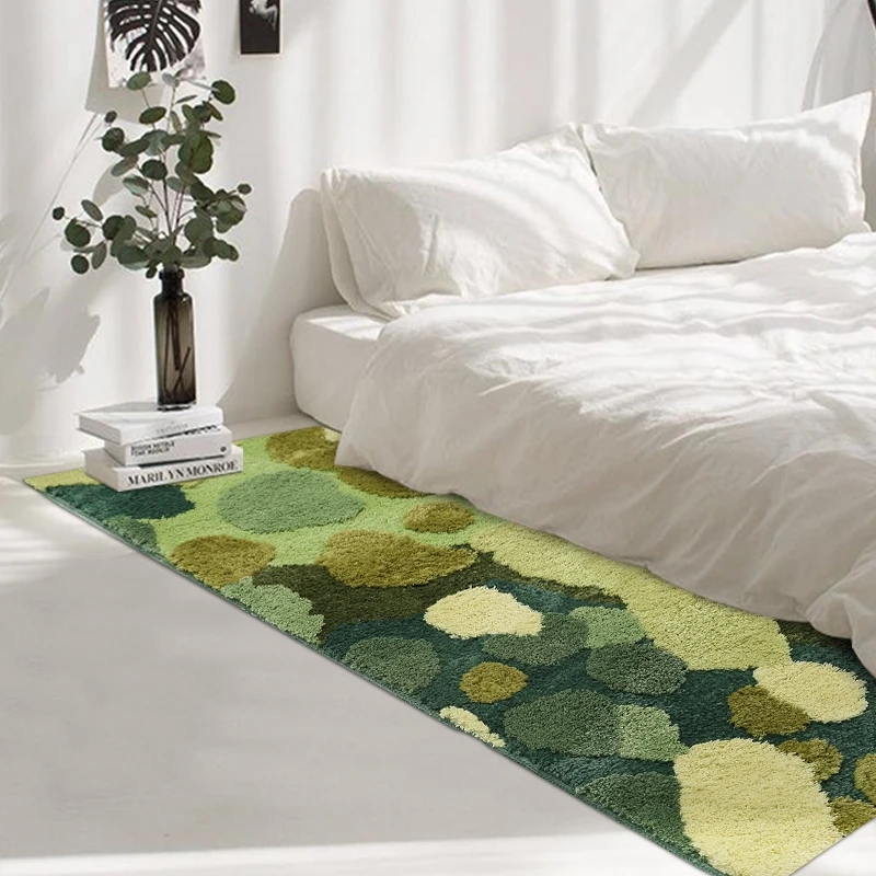 Samanų jausmas, 3D srityje kilimų, žalios spalvos, Šiaurės stilius bėgikas kilimas apdaila, vaikų kambarys, naktiniai grindų kilimėlis