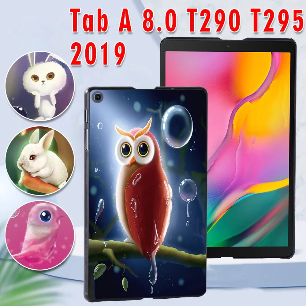 Case for Samsung Galaxy Tab 8.0 (2019 M.) T290/T295 Spausdinti PC Plastiko Apsaugos atgal Planšetinio kompiuterio korpuso Dangtelis + Nemokamas Stylus