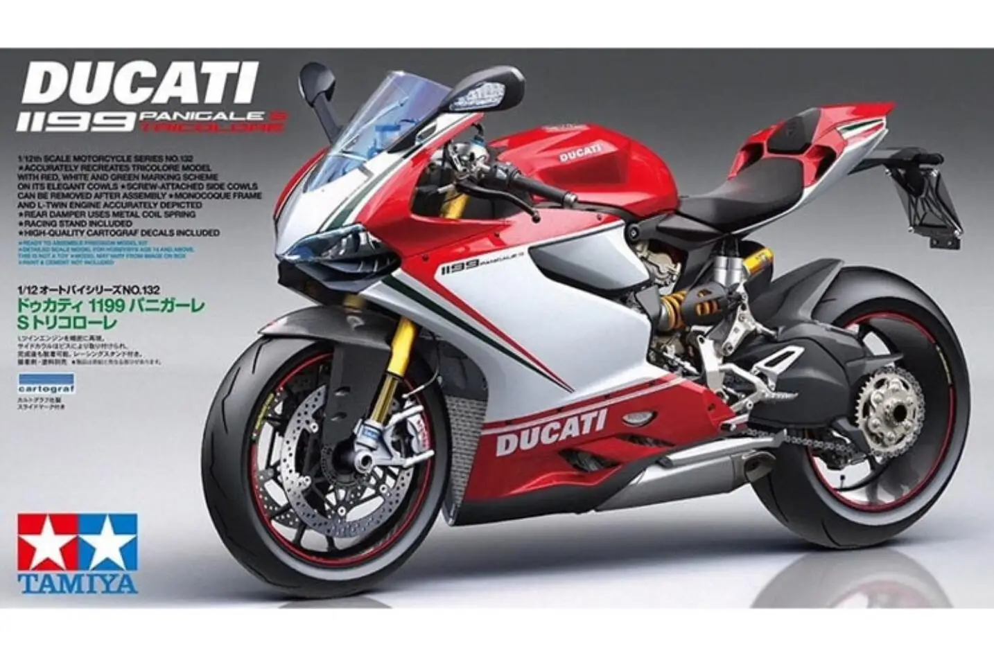 Tamiya 14132 1/12 Masto Modelio Motociklo Komplektas Ducati 1199 Panigale S Tricolore