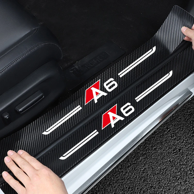 Audi A3 A4 A5 A6 A7 Q3 Q5 Q7Car kamieno dekoratyviniai apsauginiai lipdukai Aukštos kokybės anglies pluošto audinio Durų pedalo raštas