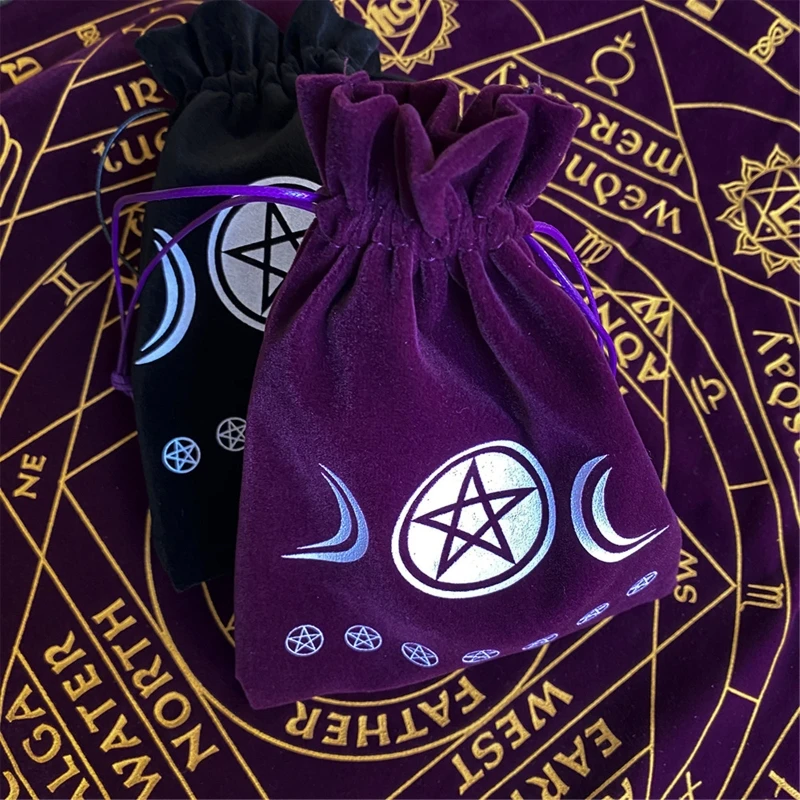 Aksomo Pentagram Taro Oracle Kortelių Saugojimo Krepšys Runos Žvaigždynas Ragana Būrimą Reikmenys, Papuošalai Dice Bag