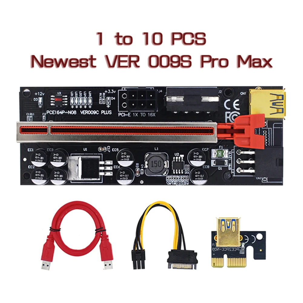 1pcs VER009 USB3.0 PCI-E Riser VER 009S PLIUS Express 1X 4x8x 16x Extender pcie Riser Kortelės Adapteris SATA 15pin į 6pin Power