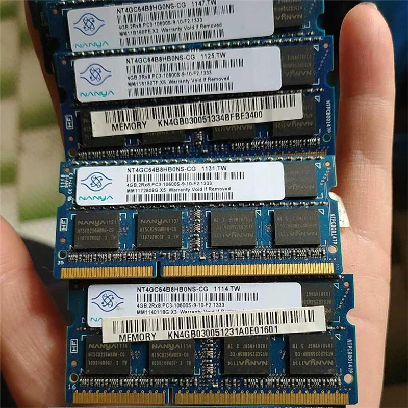 Laptopo ram Nanya DDR3 4GB 2RX8 1333MHz PC3-10600S 9-10-F2 204pin Nešiojamas memoria ddr3 4GB 1333MHz kompiuterio atmintis 1,5 v