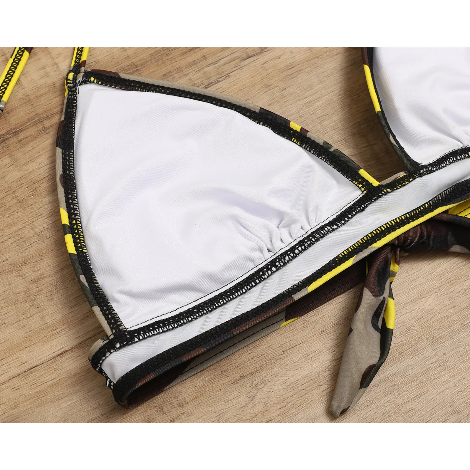2vnt Moterų Maudymosi Bikini Komplektas, Push-Up Paminkštintas Viršų Aukšto Juosmens Kamufliažas Spausdinti Backless Padalinta Thong Maudymosi kostiumai Seksualus Paplūdimio 2021