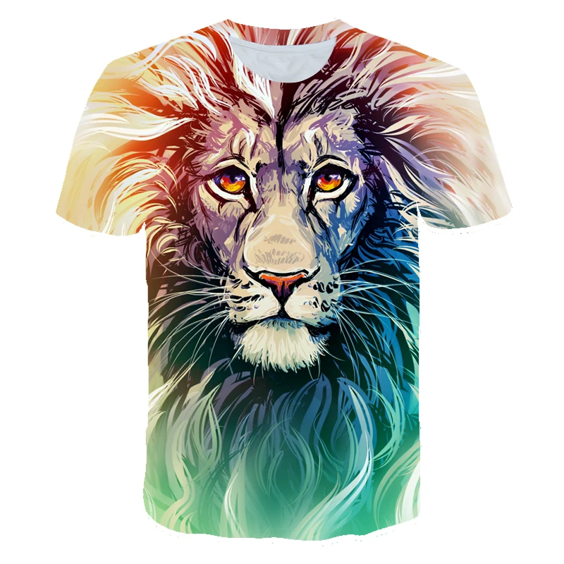 Vasaros 2021 Berniukas/Mergaitė Animaciją Tigras, Liūtas T-Shirt Gyvūnų 3D Spausdinami Mergina Drabužių Streetwear Kūdikių Juokinga T-Shirt O-apykaklės