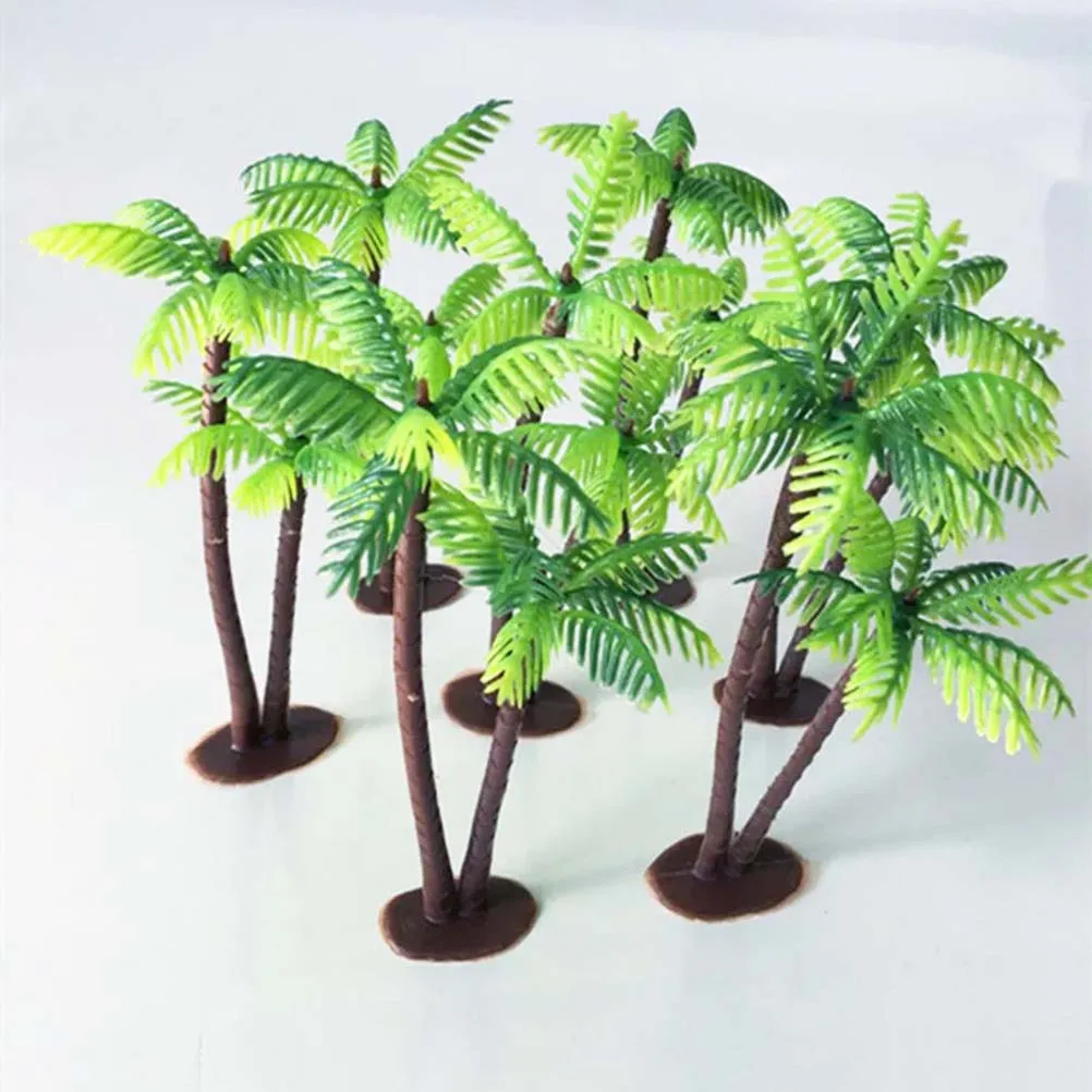 12Pcs Plastikiniai, Kokoso Palmių Miniatiūriniai Bonsai Augalų puodelius Amatų Micro Kraštovaizdžio PASIDARYK pats Dekoras