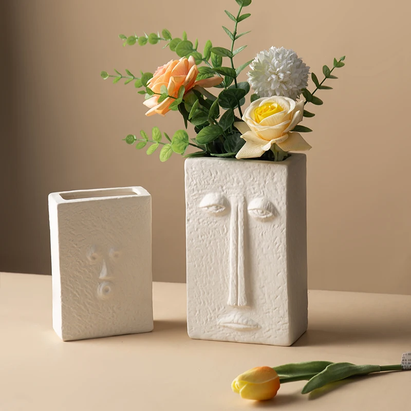 Kūrybos Namų Dekoro Keramikos Vaza Gėlėms Žmogaus Veidą, Dizainas, Apdaila, Namų Vaza prabanga Puodą Džiovintų Gėlių balta vaza