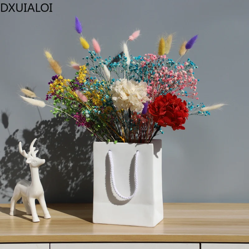Šiaurės kūrybinė asmenybė gėlių gypsophila džiovintų gėlių keramikos vaza namų dekoro priedai šiuolaikinio gyvenimo kambario, biuro dekoras
