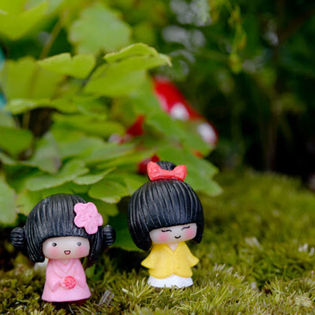10x Miniatiūriniai Lėlių Pasakos Sodo Micro Kraštovaizdžio Kimono Merginos Dekoras