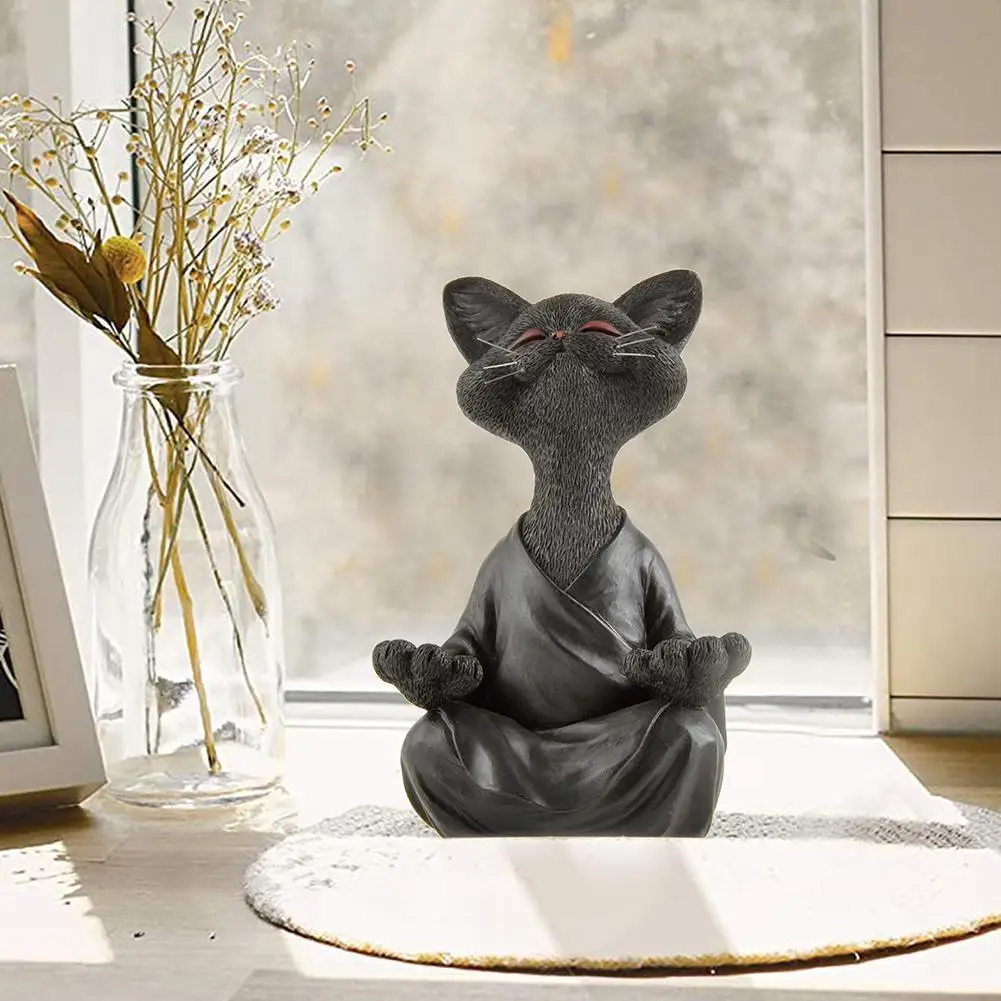 Įnoringas Juoda Buda Katės Statulėlės, Meditacija, Joga Kolekcines, Happy Cat Dekoro Namų, Sodo Puošmena Sodo Ornamentu