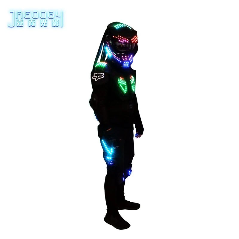 LED žėrintis roboto kostiumas naktinis klubas etapo rezultatus liuminescencinės rekvizitai predator RGB apšvietimo šalmas Helovinas žėrintis drabužiai