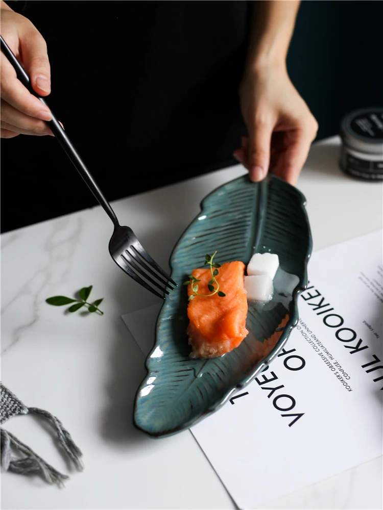 Suši lapų plokštelės meninės keramikos namų paprasta Japonijos ilgai plokštė asmenybės creative plokštė stalo vakarienė plokštės