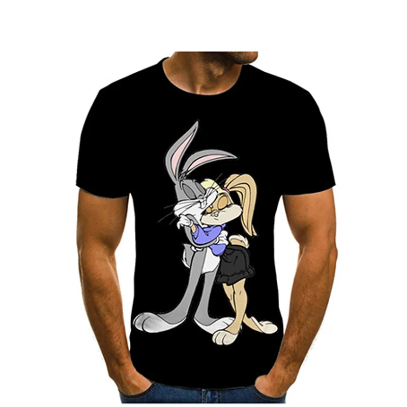 Animacinių filmų Lola Bunny T-shirt marškinėliai vyriški Drabužiai Camisetas Viršuje Ropa Hombre Vasaros Streetwear Camisa Masculina Verano