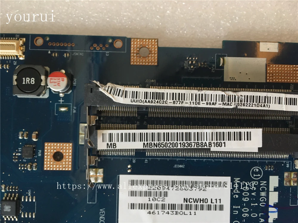 Yourui Acer aspire 5517 5516 5532 Laptopmotherboard NCWG0 LA-5481P MBN6502001 MB.N6502.001 iki galo išbandyta