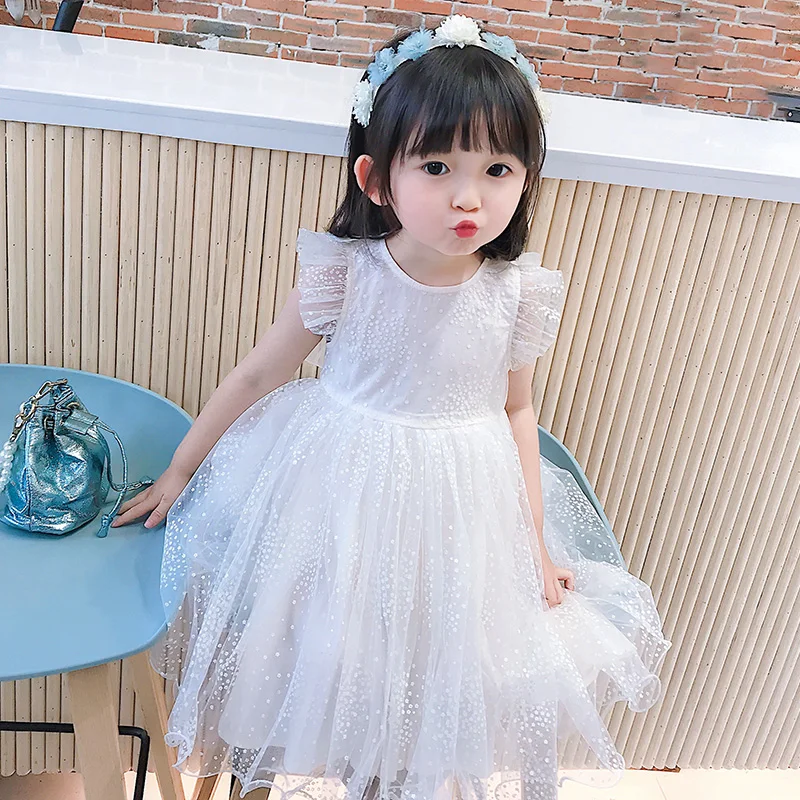 Drugelio Sparnai Išsiuvinėti Mažai Gėlių Suknelės Mergina 2021 M. Vasarą Mažylis Mielas Kūdikis Vaikų Namų Kostiumas Princesė Suknelė