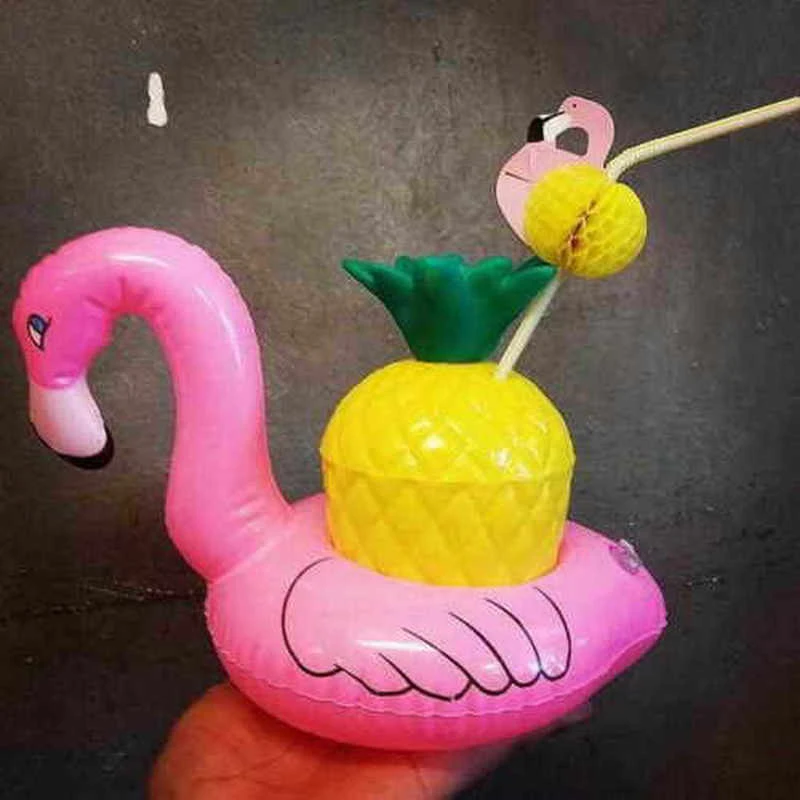 Pripučiami Flamingo Cola Nustatyti Vandens Cola Puodelio Laikiklis Gerti Mobiliojo Telefono Puodelio Laikiklis Pripučiamų Žaislų Namų Puošybai Bazės Apie 18cm