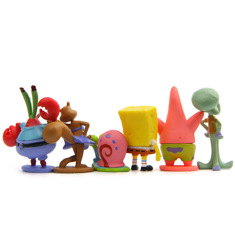 6 vienetų / set animacinių filmų mini modelis veiksmų lėlės Patrick star animacinių filmų lėlės rinkti PVC smėlio Žaislas, Lėlė Dovana