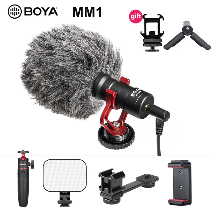 BOYA MM1 PAGAL MM1 Profesionalus Mikrofonas, Video Vlog Mic už Gimbal Teleprompter DSLR Fotoaparatas Išmanųjį telefoną Įrašymas