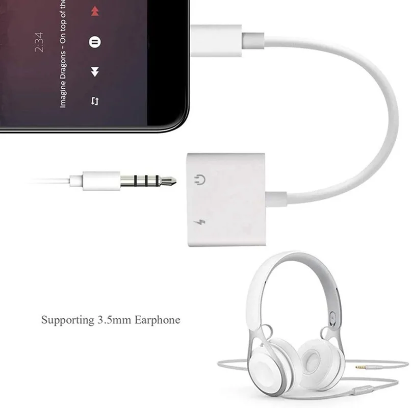Tinka Apple produkto Audio Adapteris Dvi Viena Apšvietimas 3.5 mm laisvų Rankų įrangos Įkrovimas ir Klausytis Adapteris