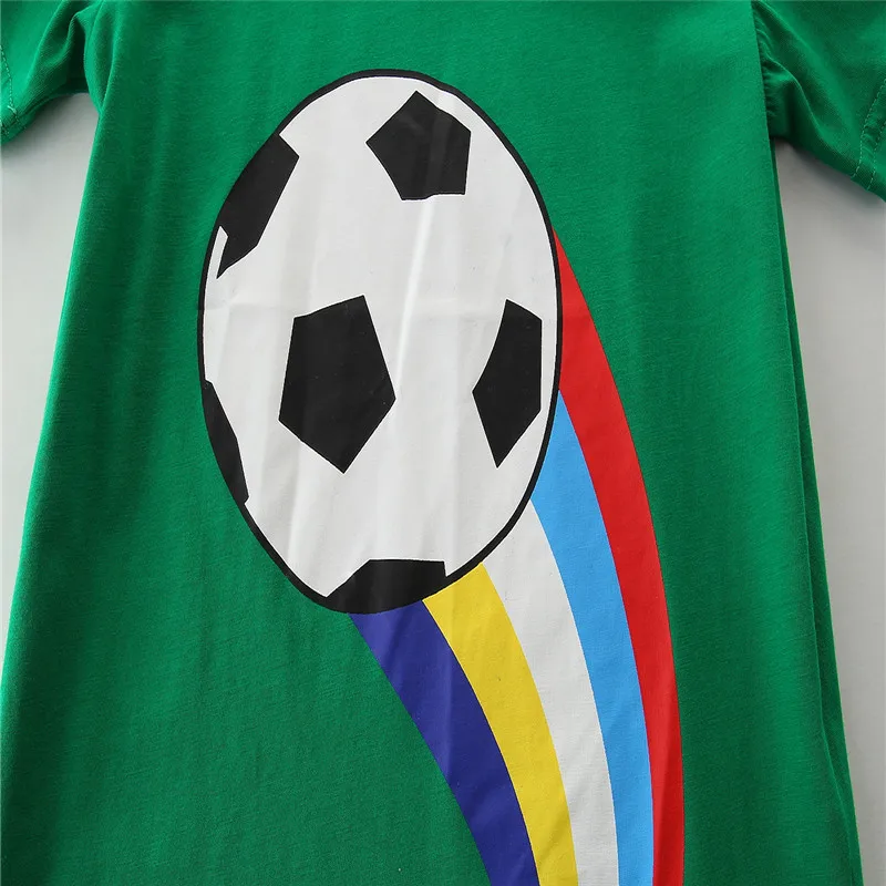 Bamblys Kūdikių Berniukų Mergina Žalia T-shirt Futbolo Medvilnės T Shirts Vasaros Vaivorykštė Drabužius trumpomis Rankovėmis Vaikai Vaikai Viršūnės 2-7Years