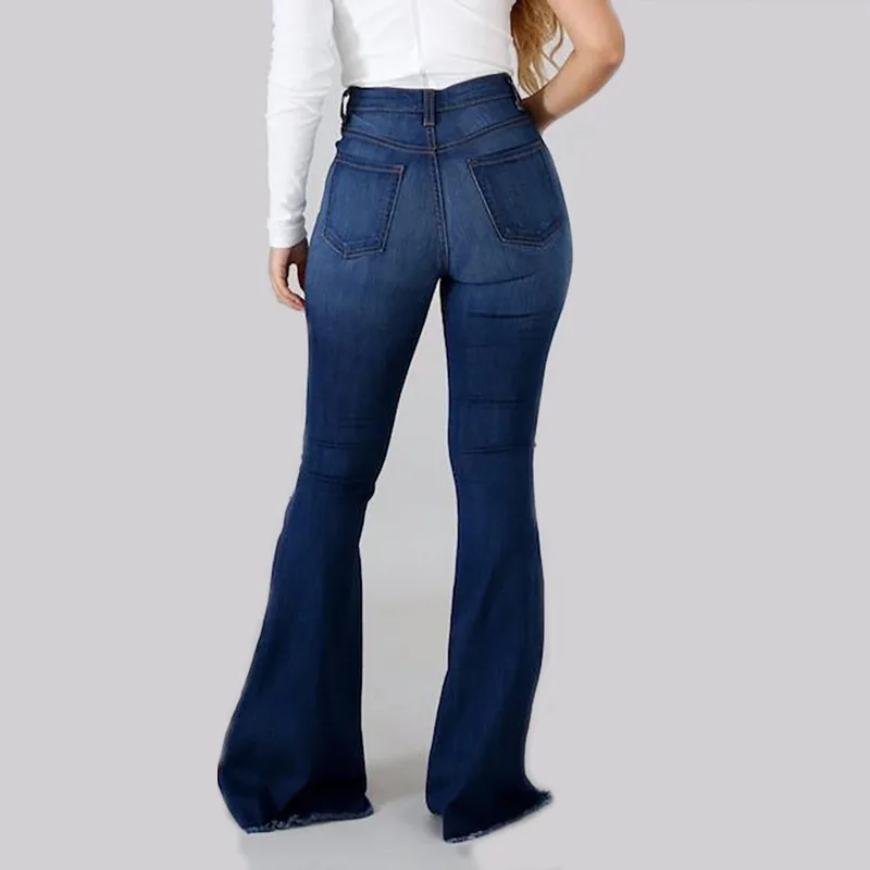 Moterų Kankina Užsiliepsnojo Džinsai Moteris Aukštos Juosmens Džinsinio Audinio Kelnės Skinny Bell Bottom Džinsų Visas Ilgis Streetwear Slim Fit Jean Femme