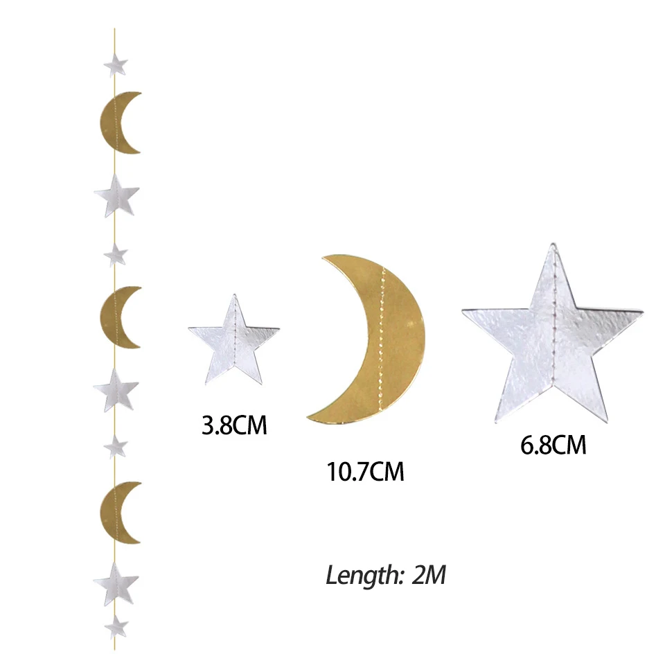 Eid Mubarakas Dekoras Reklama Namuose 2M Gold/Mėlyna Blizgučiai Mėnulis, Žvaigždės, Garliava Ramadanas Kareem Ornamentu Islamo Musulmonų Šalies Prekių